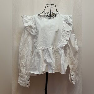 39B - POL Elegant White Ruffle Blouse